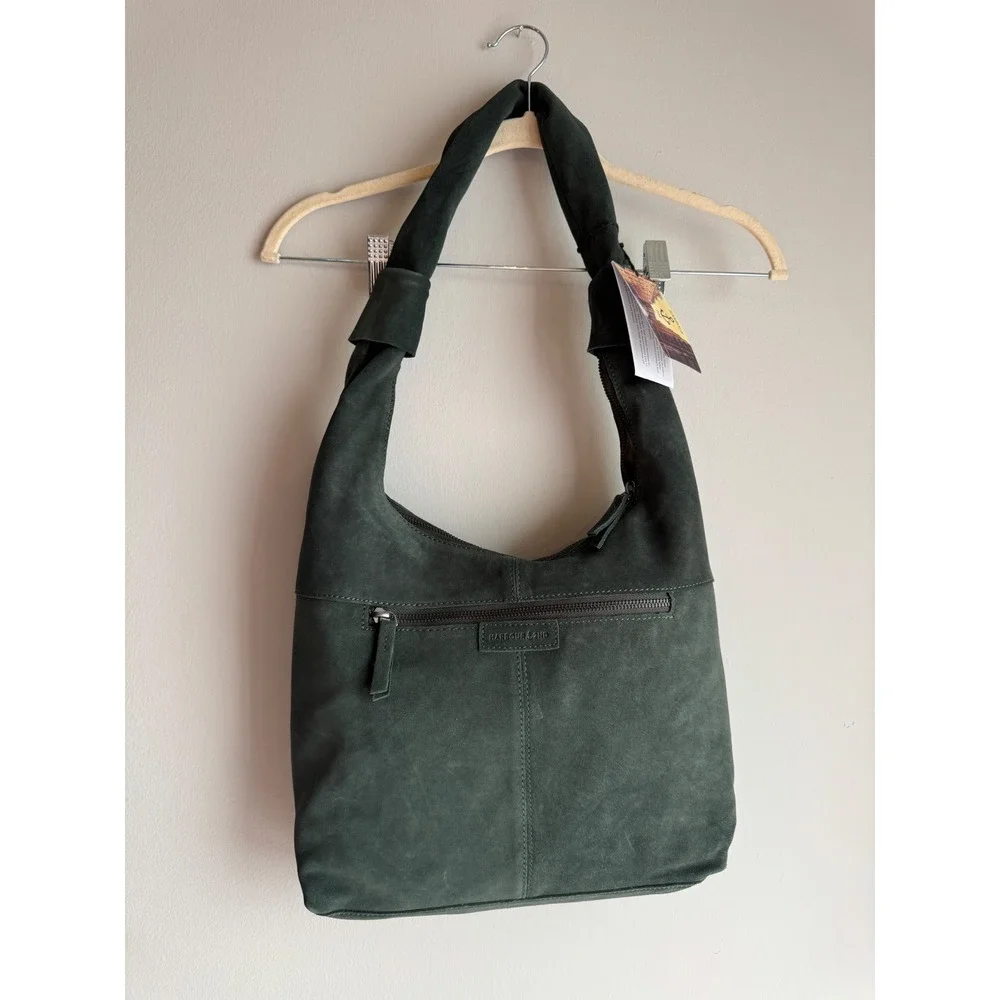 Harbour 2nd Green Suede Leather Hobo Shoulder Bag NWT